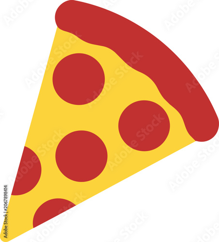 Pepperoni Pizza Slice Graphic Isolated on White Background Vector