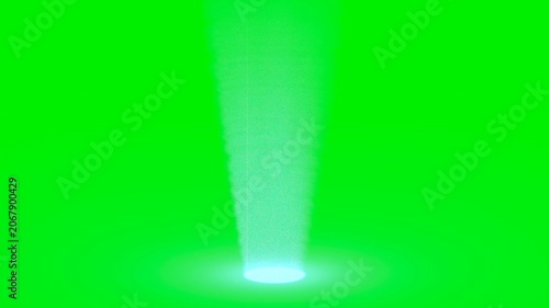 Futuristic vertical light beam spotlight animation on green screen background