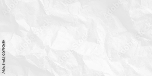 Tableau sur toile White crumpled paper texture background with creased lines and subtle shadows for design backdrop, overlay template