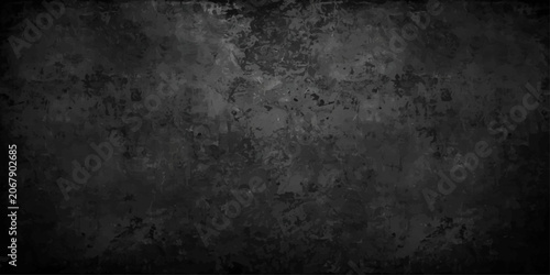 Foto Dark grunge textured concrete wall background with vintage aged rough surface, grunge film effect, and dirty grey stone wallpaper style
