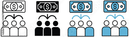 Fotografie Crowdfunding icon vector illustration for fundraising, donation, community suppo