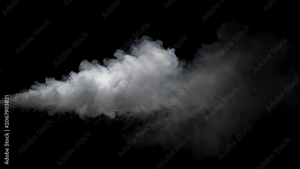Fototapeta premium New 3d render, abstract white cumulus. Sky design element. Realistic cloud clip art isolated on black background