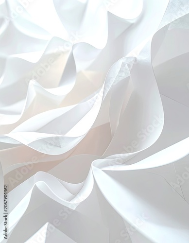An abstract background of flowing white paper.