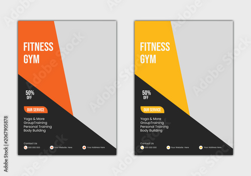  Fitness gym and yoga studio promotional posters with 50 off discount