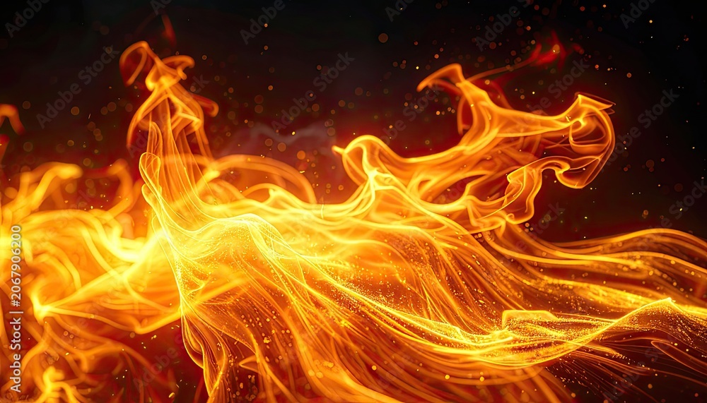 Fototapeta premium Fiery Abstract Flames Dance Against a Dark Background