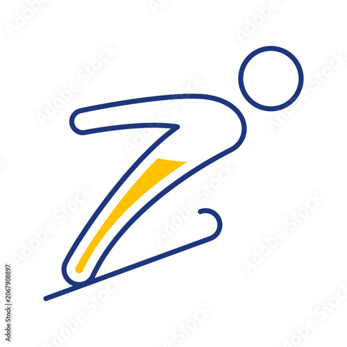 Foto Ski jumping icon. Sports and winter sports line symbol. Color.