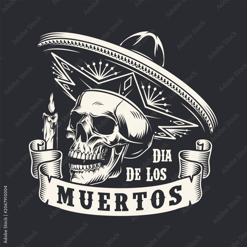 Fototapeta premium A skull wearing a sombrero