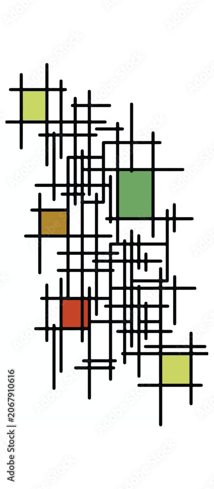 Fototapeta premium Abstract Geometric Grid With Colorful Squares and Black Lines – Modern Minimal Mobile Wallpaper Background, Vibrant Abstract Pattern for Smartphone Screens