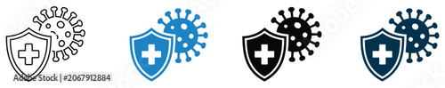 Tableau sur toile Immune system boost icon sheet vector illustration showing immunity strength, he