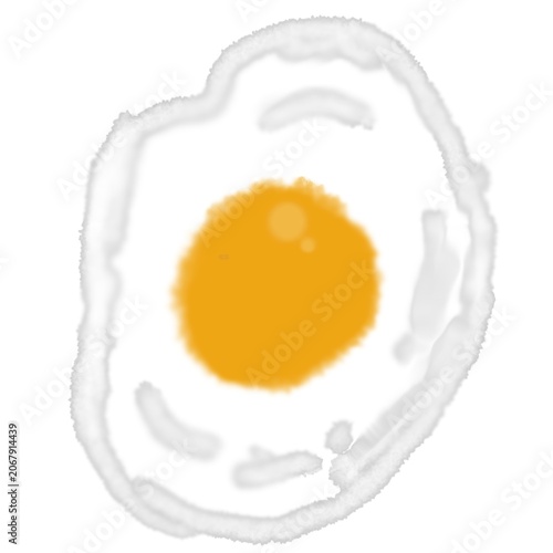 Watercolor style fried egg illustration isolated on white background. Soft food artwork suitable for menus, recipes, educational materials, and creative designs.