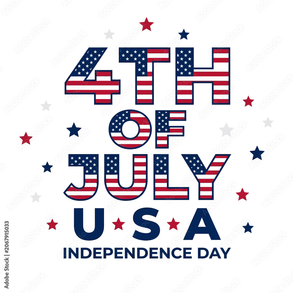 Obraz premium 4th of july usa independence day celebration with american flag stars and patriotic text on white background