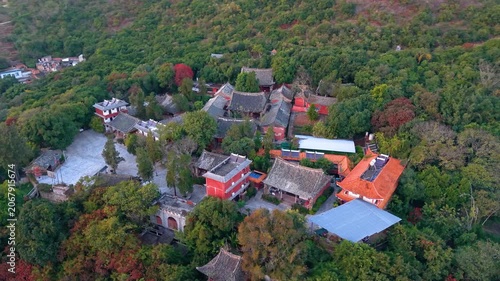 Aerial view of Huanglong Zen Temple in Jianshui, Yunnan Province