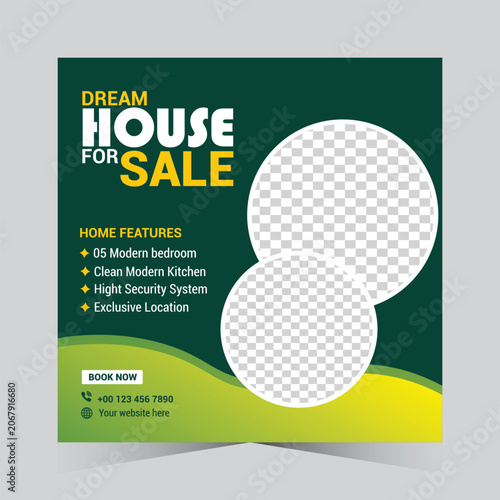 Dream House For Sale Real Estate Social Media Post Banner Template