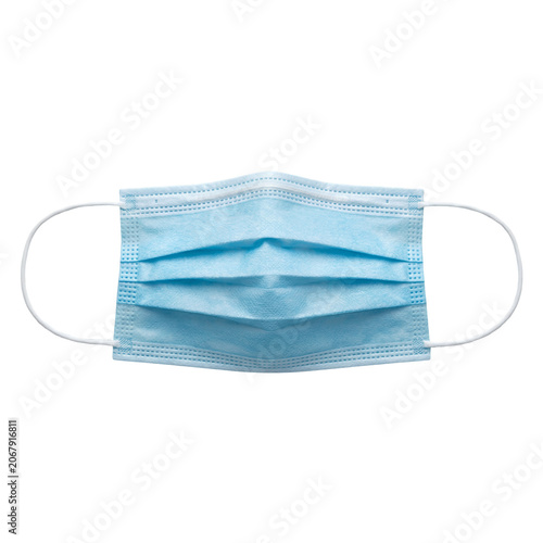 Bild auf Leinwand Medical disposable blue face mask for personal health protection isolated on white