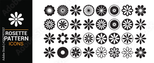 Decorative Floral Rosette Icons Collection in Vector Style