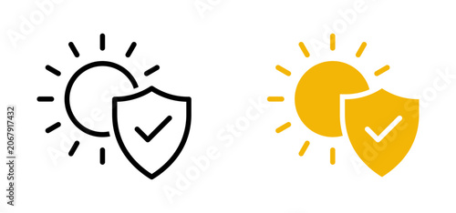 UV Protection and Sunscreen Shield Icons