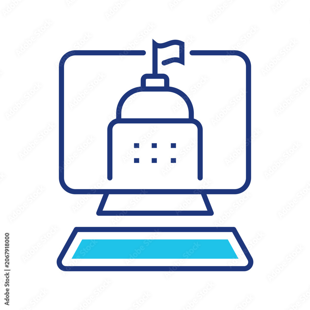 Fototapeta premium Government website icon. Government and government portal line symbol. Color.