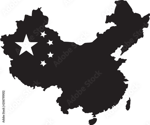 Foto China map with communist party stars symbol on white background