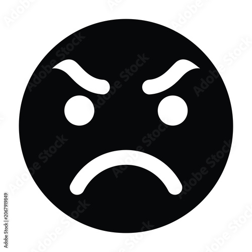 Quadro su tela Angry face emoticon symbol icon black and white