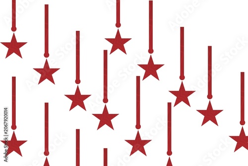 Hanging Red Star Decorations Against White Background Minimalist Holiday Style