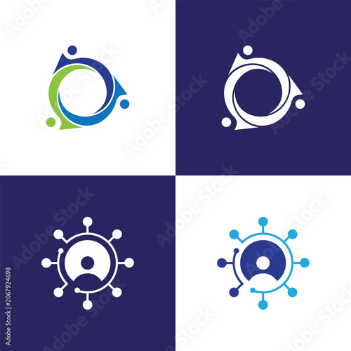 Human networking team work logo design modern minimal concept