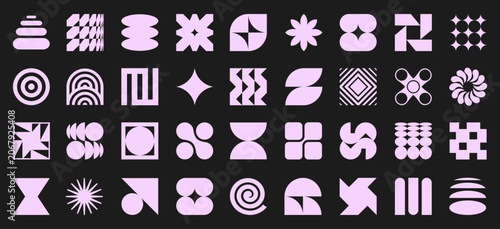 Photos Geometric shapes collection, minimal style design with abstract symbols: stars,