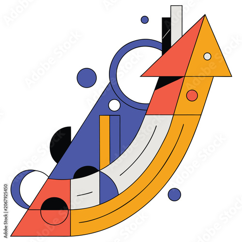 Business Growth Arrow Infographic with Strategic Development and Success Direction Concept
