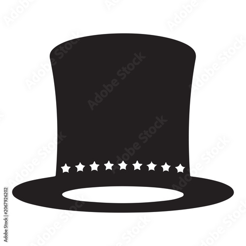 Patriotic Top Hat Icon with Star Decoration for Independence Day