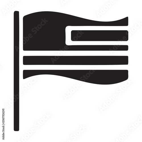 Waving National Flag Icon Representing Patriotism and Country Identity
