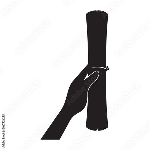 Hand Holding Old Paper Scroll Icon Vector Illustration for History Concepts