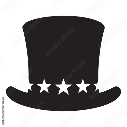 Classic Patriotic Top Hat Silhouette with Star Details for National Holidays