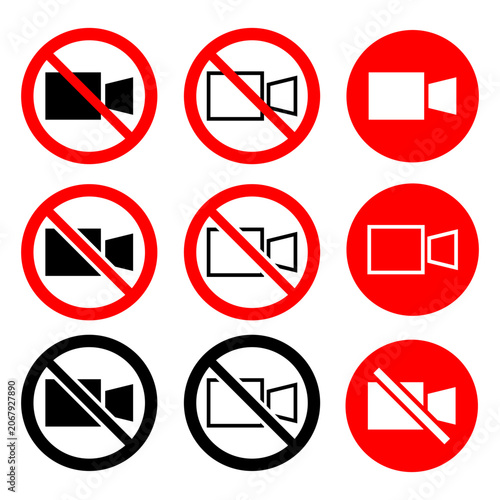 Video prohibited vector icons isolated on white background