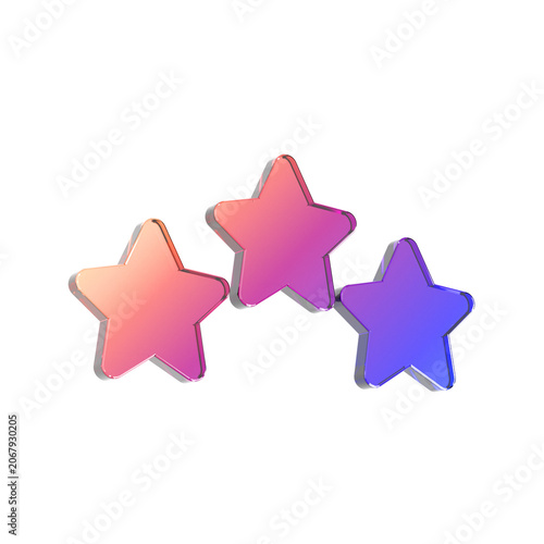 Three Colorful Rating Stars Icon 3D Rendering