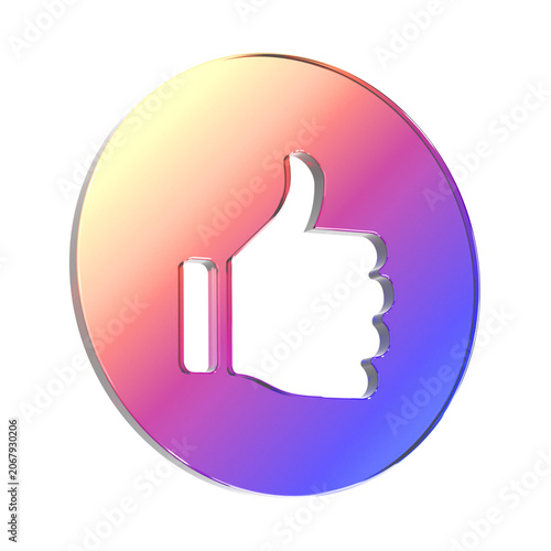 Round Thumbs Up Like Icon 3D Rendering