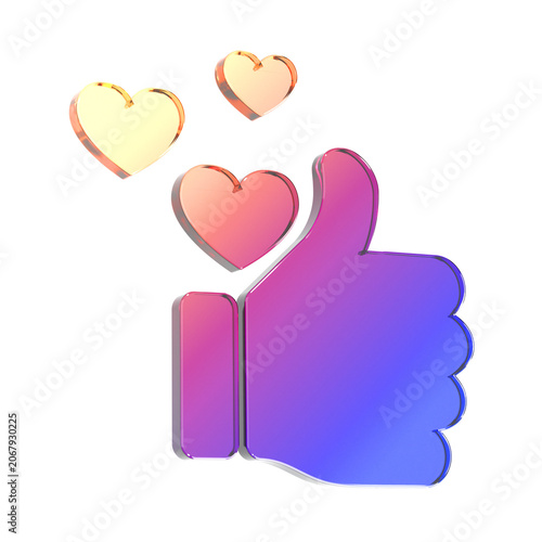 Social Love Thumbs Up Icon 3D Rendering