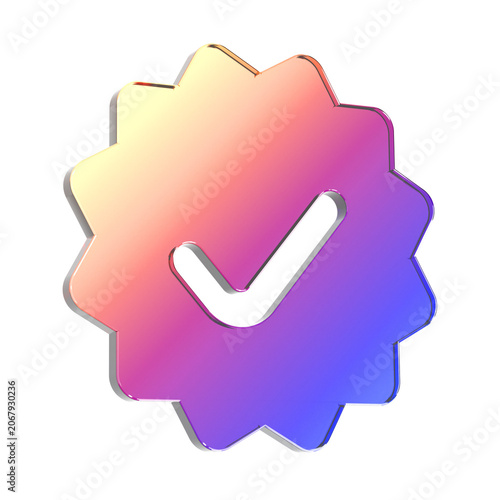 Verified Check Badge Icon 3D Rendering