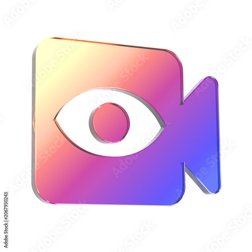 Video Views Eye Icon 3D Rendering