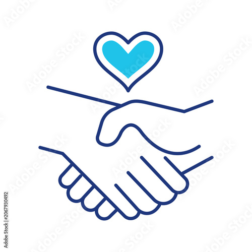 Handshake friendship icon. Social and friendship line symbol. Color.