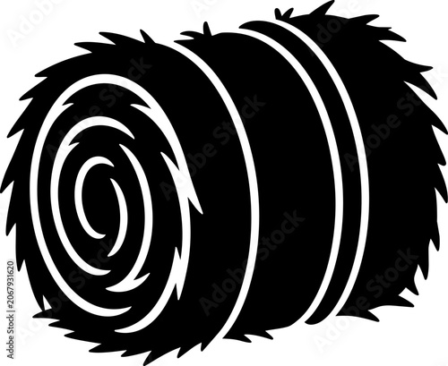 Photos Round hay bale black silhouette icon isolated on white background