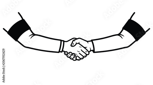 Handshake gesture symbolizing business deal agreement and partnership isolated on clean white background, EPS vector illustration
