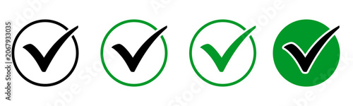 Foto Green check mark icon, set approve tick in circles