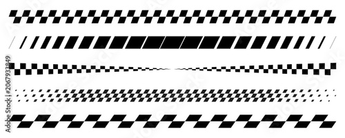 Photos Race flag checker lines set, rally border banner texture, motorsport black and w