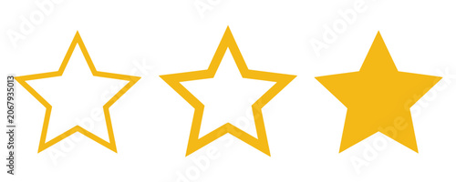 Tableau sur toile Star rating icon set in outline medium solid gold styles favorite interface appl