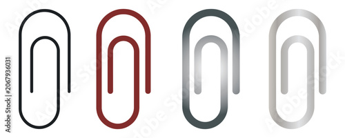 Fotografie Set of four paper icons in different styles and colors for office and stationery