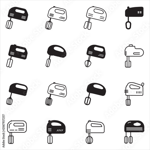 Hand mixer silhouette isolated electric kitchen mixer illustration
