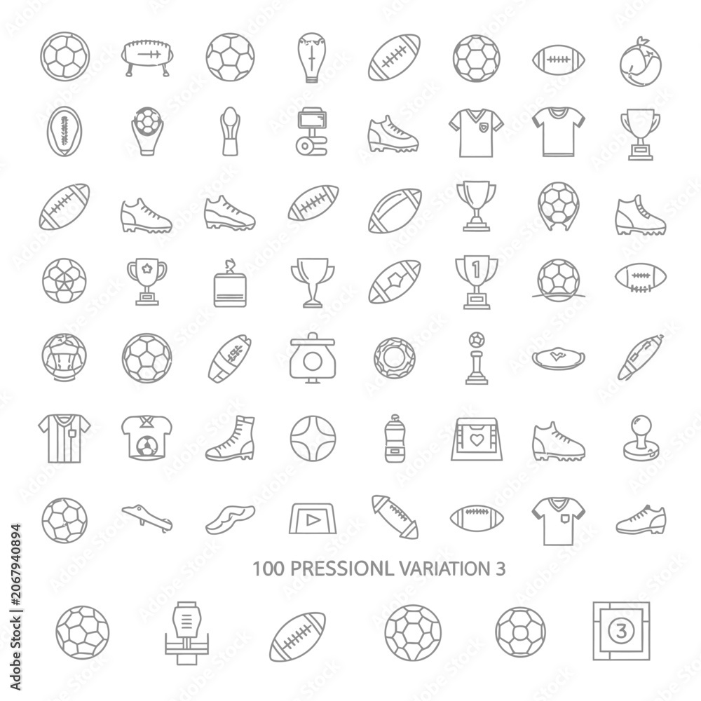 Naklejka premium Collection of sports icons in line art style.