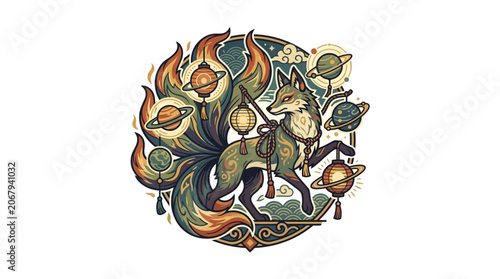 Obraz na płótnie Fantasy dragon creature with wolf features.