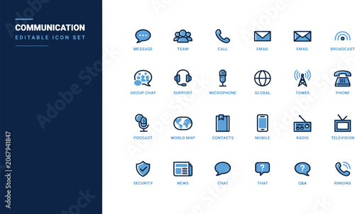 Communication and Technology Editable Icon Set