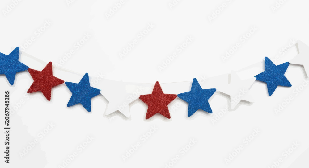 Obraz premium Red white and blue star garland