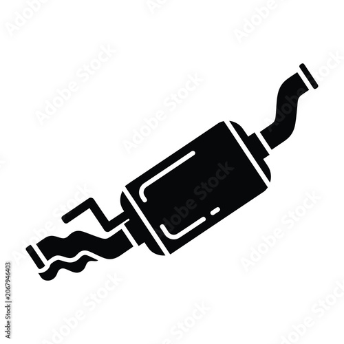 Cuadro en lienzo Black car muffler exhaust system component isolated on white background